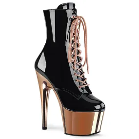 Fashionable Sporty Look ADORE-1020 Black Patent/Rose Gold Chrome