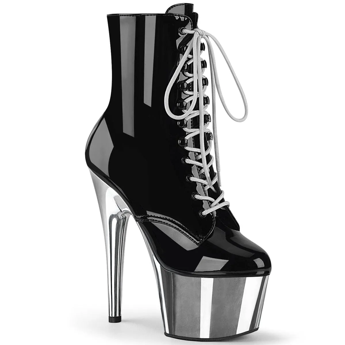 ADORE-1020 Black Patent/Silver Chrome Sleek Style Comfortable Grip