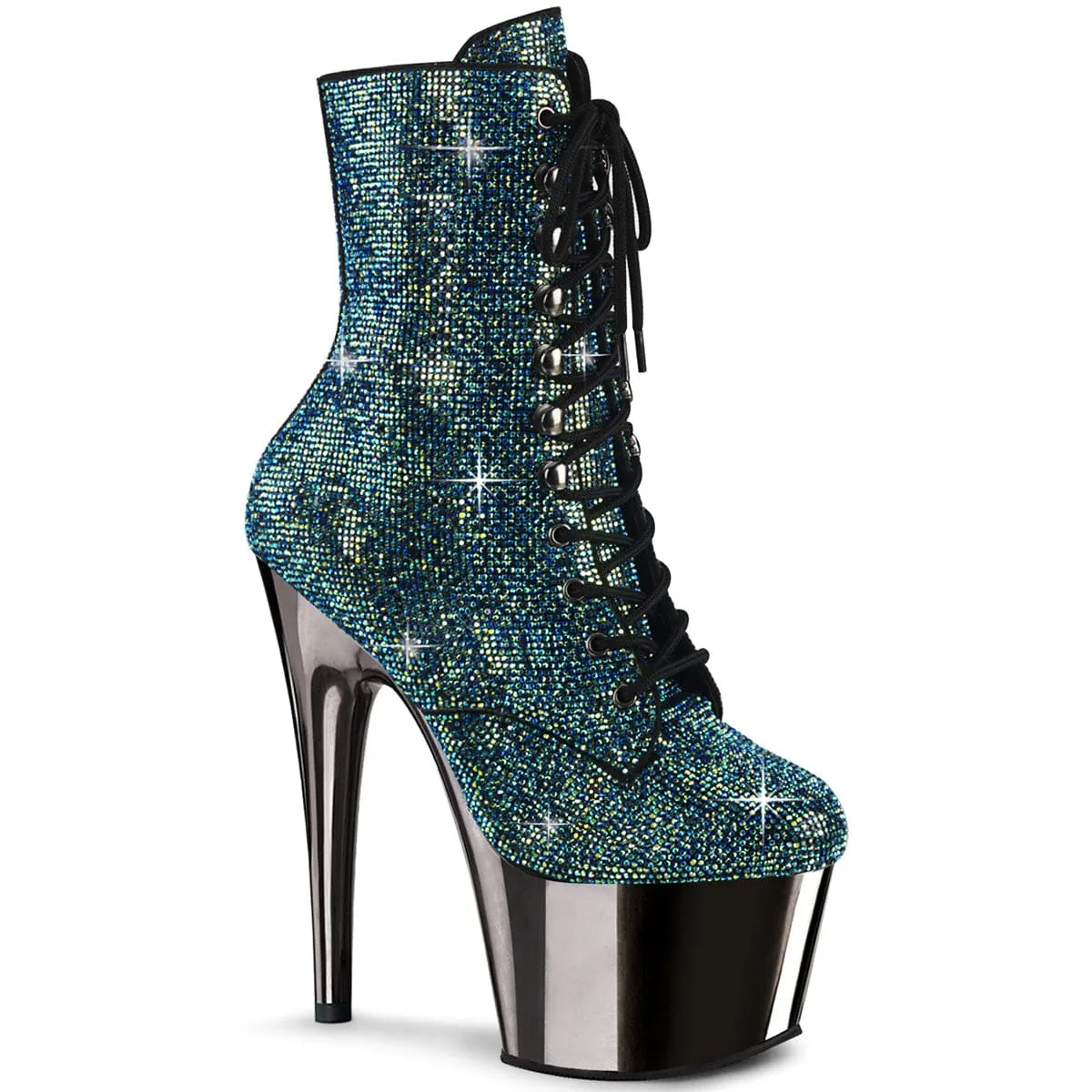 ADORE-1020CHRS Turquoise Multi Rhinestones/Pewter Chrome Ready For Adventure Closed Toe