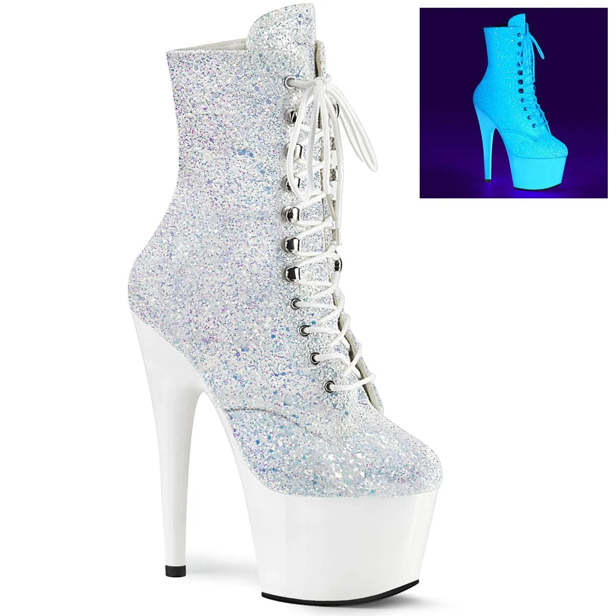 ADORE-1020LG Neon White Multi Glitter/Neon White High Shaft