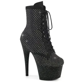 Breath Flow ADORE-1020RM Black Faux Suede-Rhinestones Mesh/Black Matte