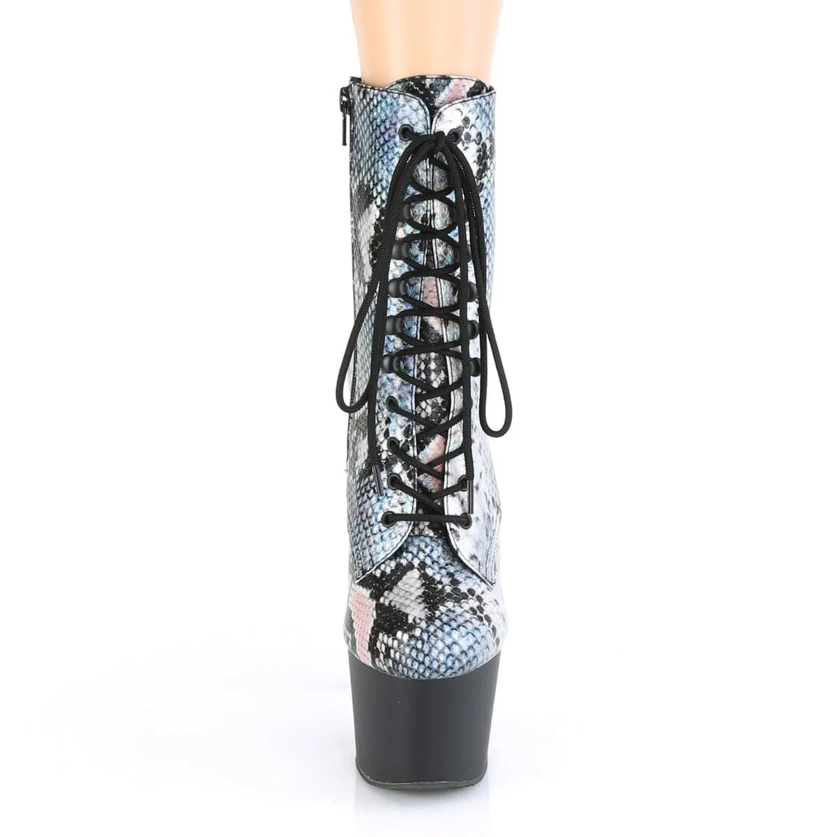 ADORE-1020SP Silver Hologram Snake Print/Black Matte Smooth Soles Camouflage Pattern