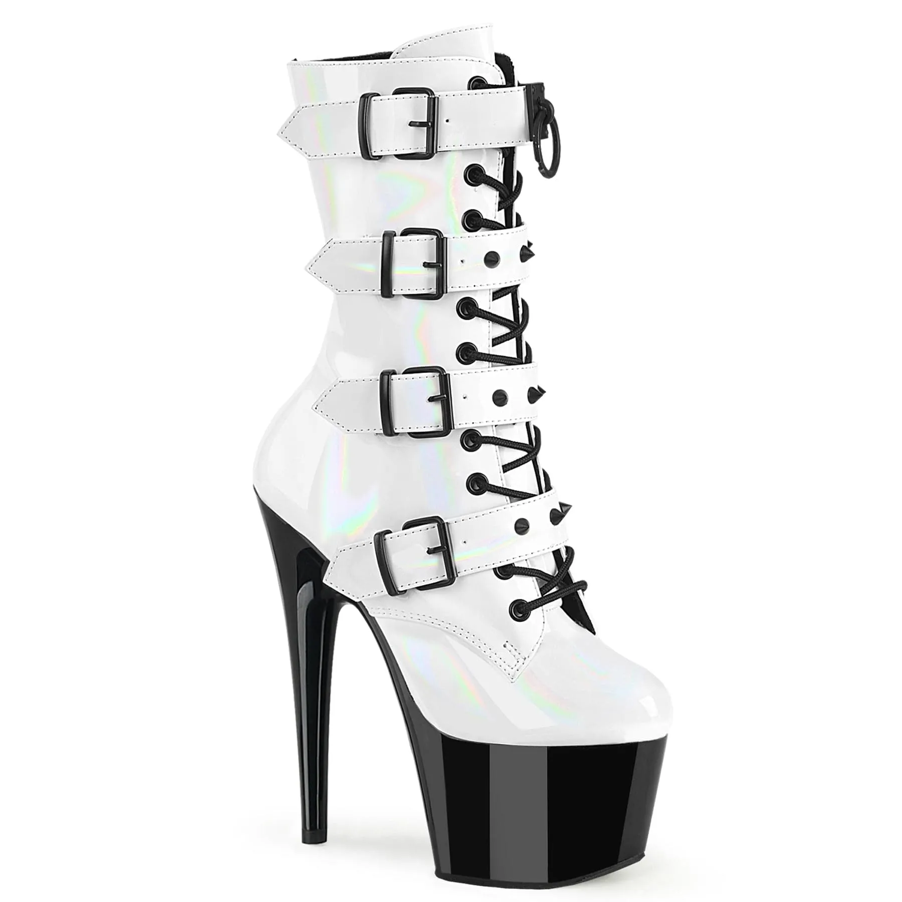 ADORE-1046TT White Hologram Patent/Black Tread Pattern Rugged And Durable