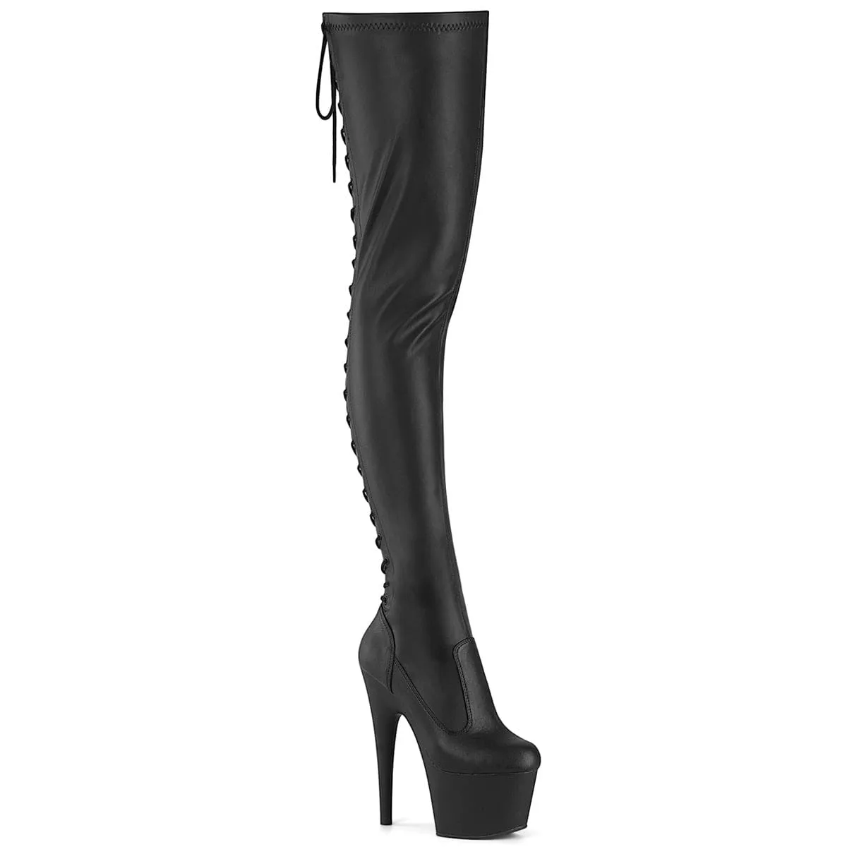 ADORE-3850 Black Stretch Faux Leather/Black Matte Off Duty
