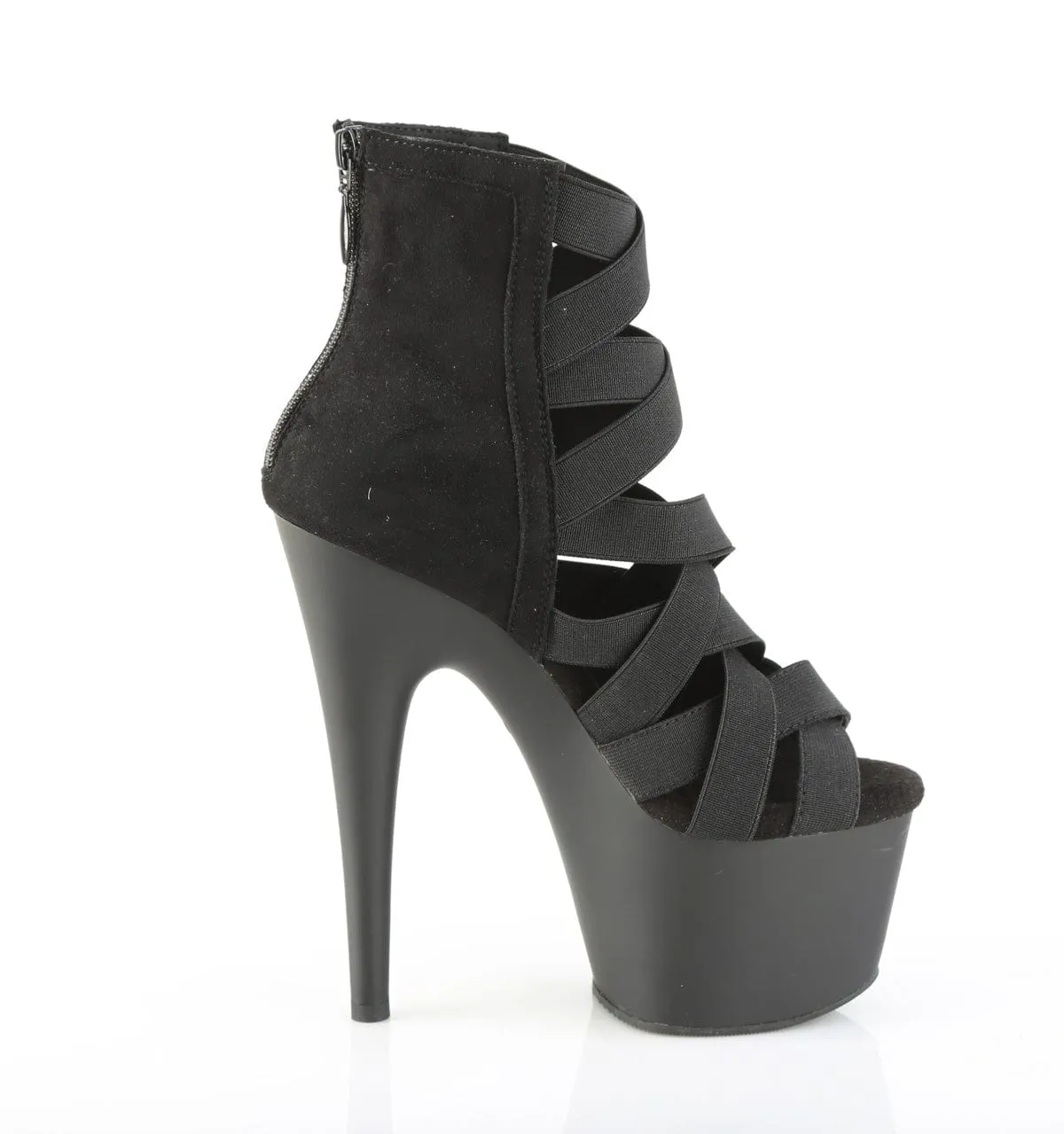 ADORE-700-24 Platform Shoes Black Elastic Band-Microfiber/Black Matte Active Wear Lace Closure
