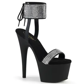 Stay Breezy ADORE-770 Black Faux Leather-Rhinestones/Black Matte