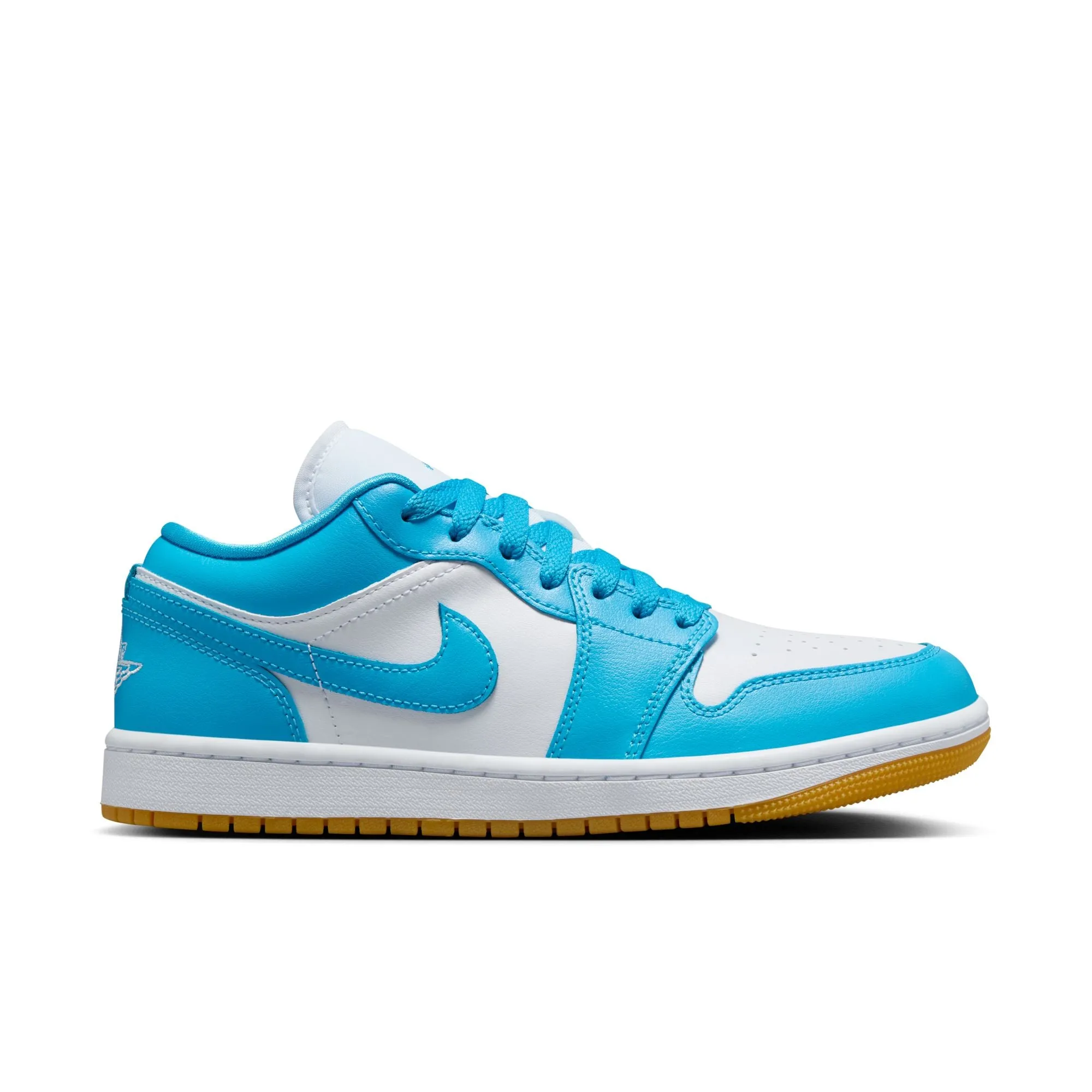 Air Jordan 1 Low Women's Shoes Color: White/dk Powder Blue-gum Light Brown DC0774-104 Reinforced toe