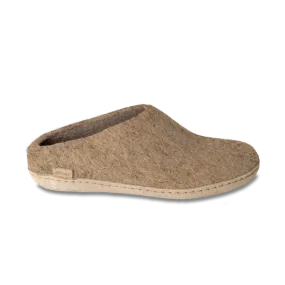 Flexible Style Leather Material Slip-on with Leather Sole - Sand