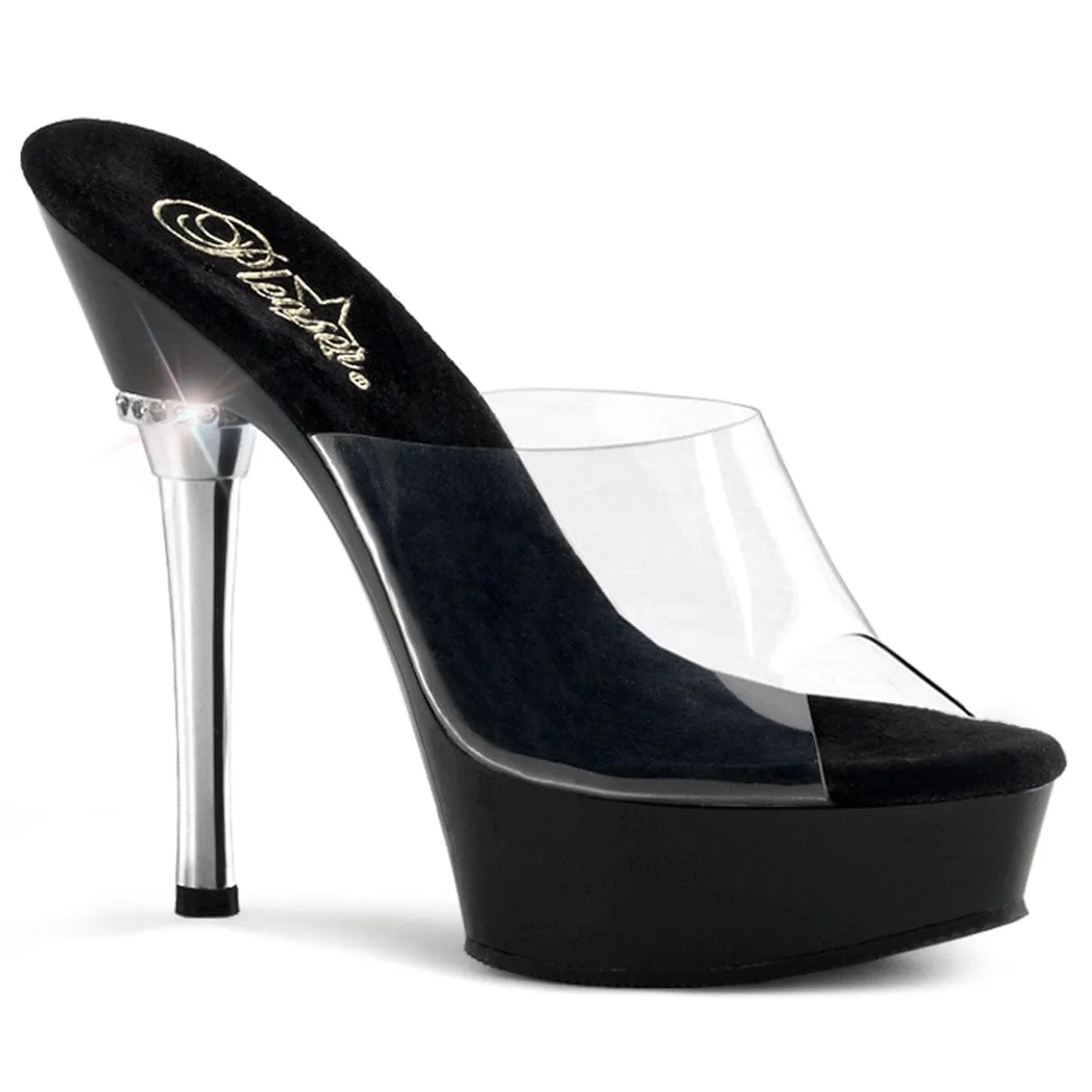 ALLURE-601 Clear/Black Heeled Sandals
