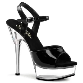 ALLURE-609 Black Patent/Clear Bold Stilettos