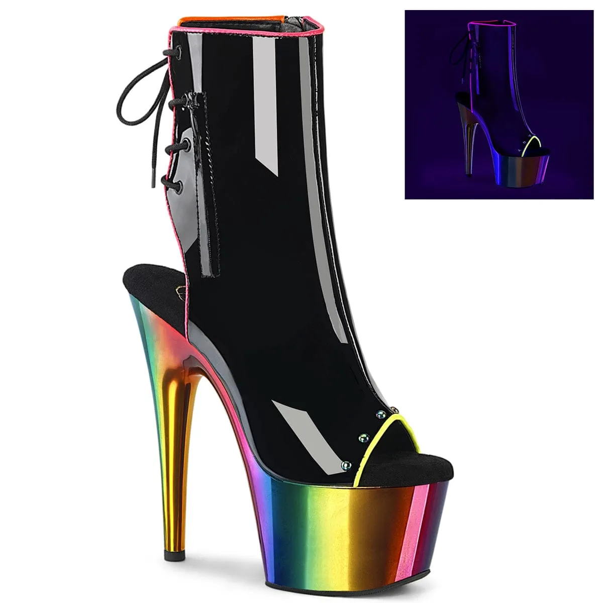 ADORE-1018RC-02 Black Patent/Rainbow Chrome Color Mix French Soft
