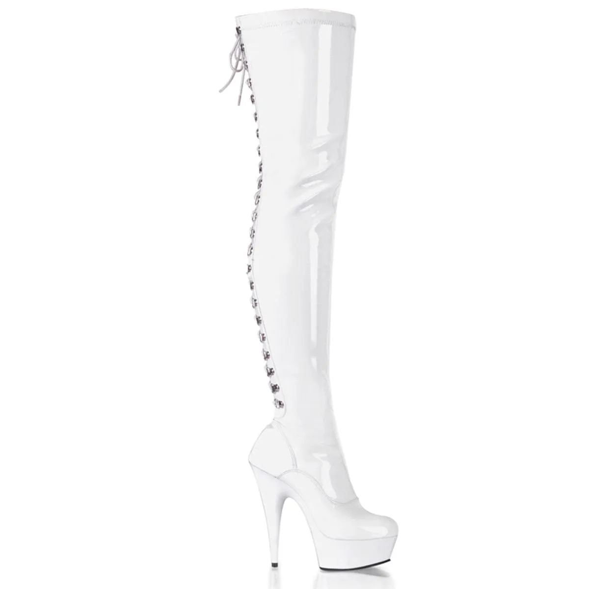 Durable Construction DELIGHT-3063 White Stretch Patent/White