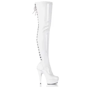 DELIGHT-3063 White Stretch Patent/White Quality Design Ski Enthusiast