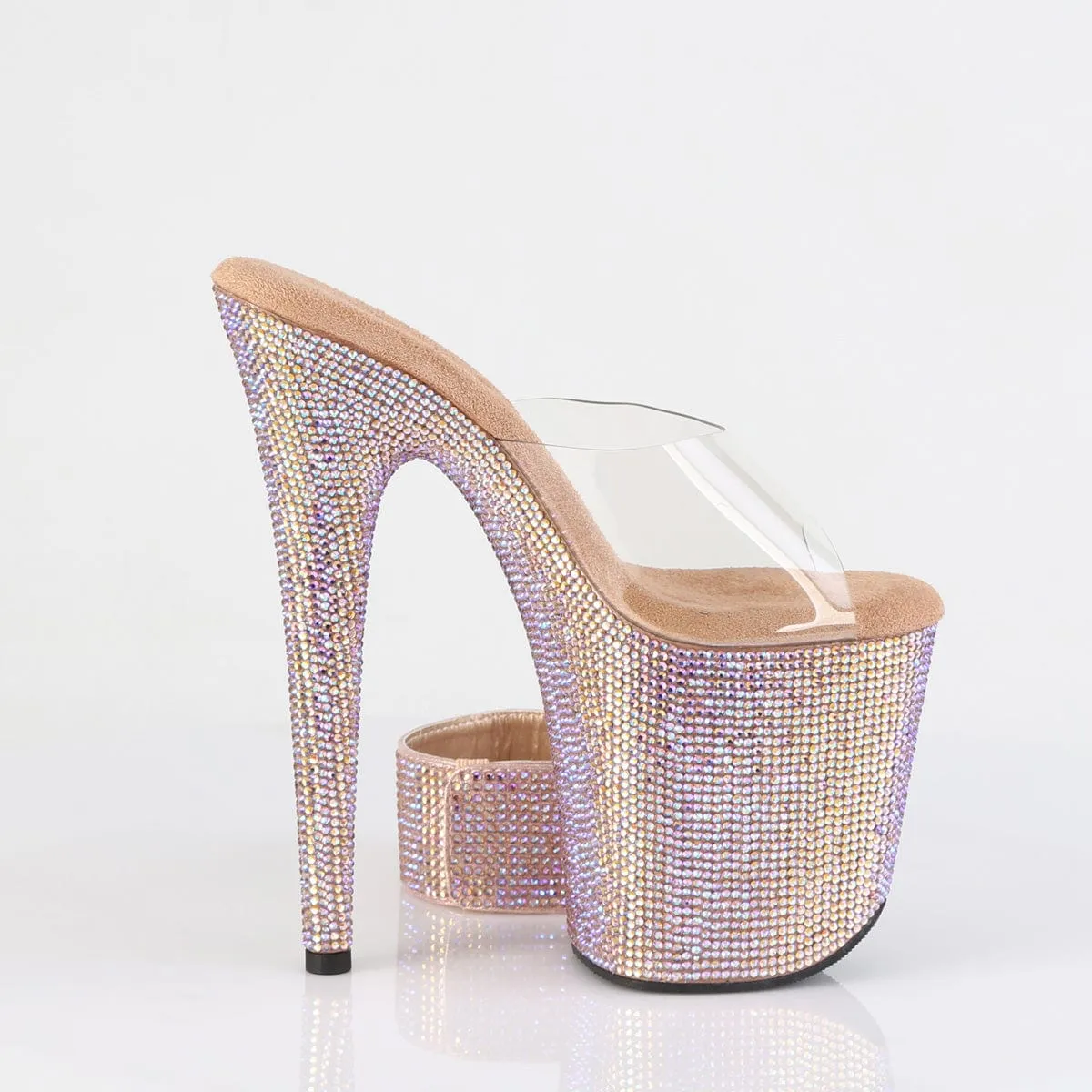 Chic Simplicity Travel Shoes Comfort BEJEWELED-812RS Clear/Rose Gold Multi Rhinestones