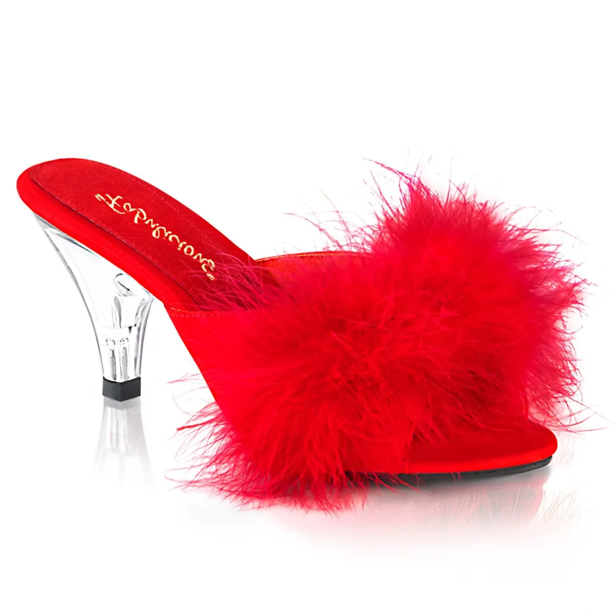Cushioned Comfort BELLE-301F Red Pu-Fur/Clear