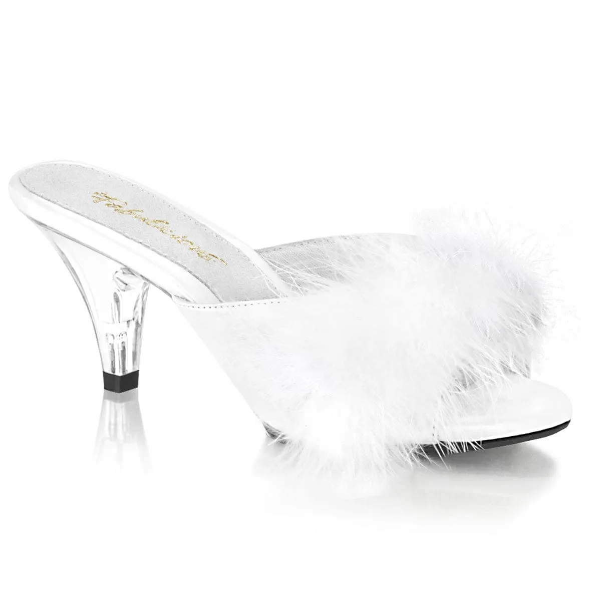 BELLE-301F White Pu-Fur/Clear Contoured Footbed