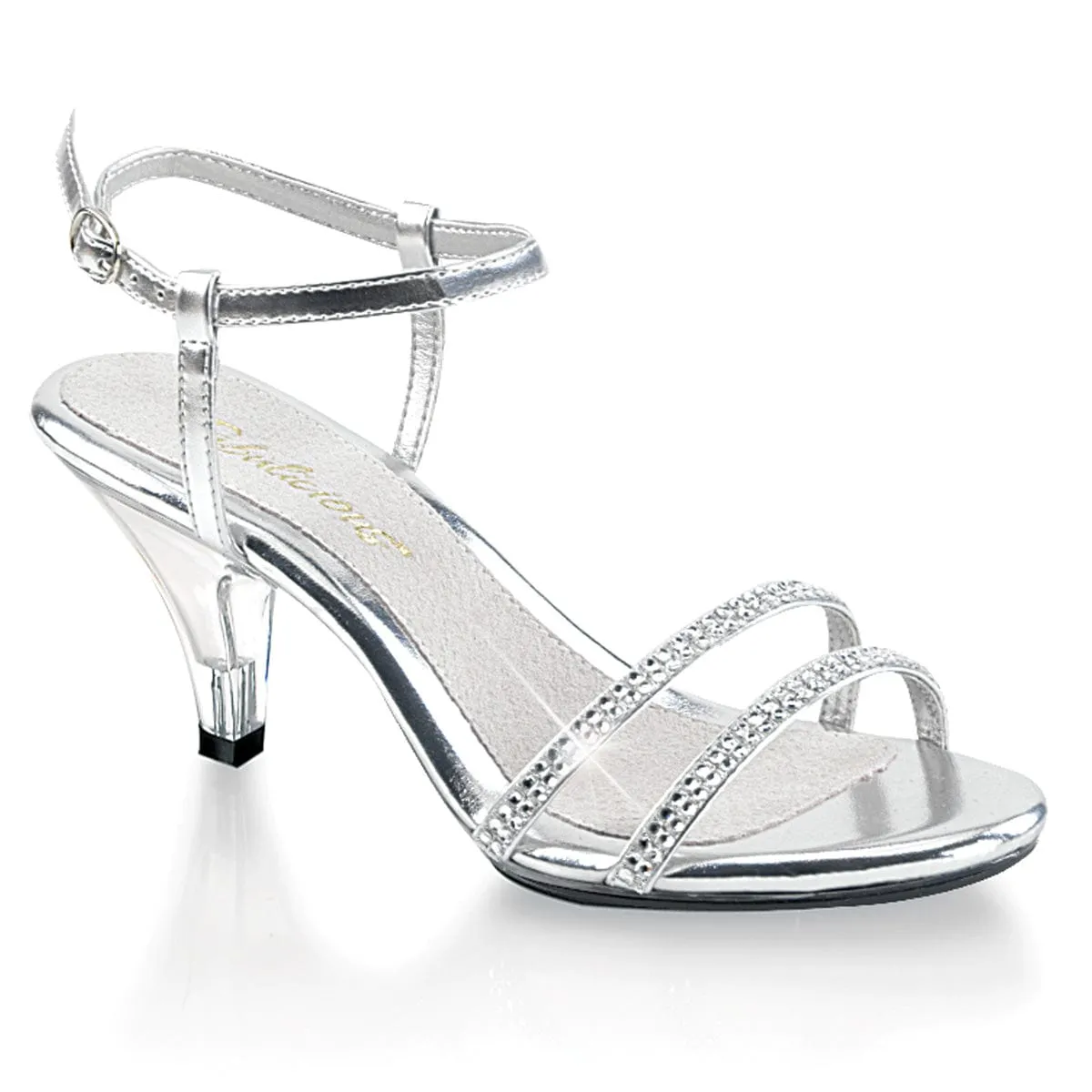 BELLE-316 Silver Metallic Pu/Clear Padding Around Ankle Comfortable All