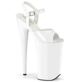 BEYOND-009 White Patent/White Bare Foot Sandal Buckles