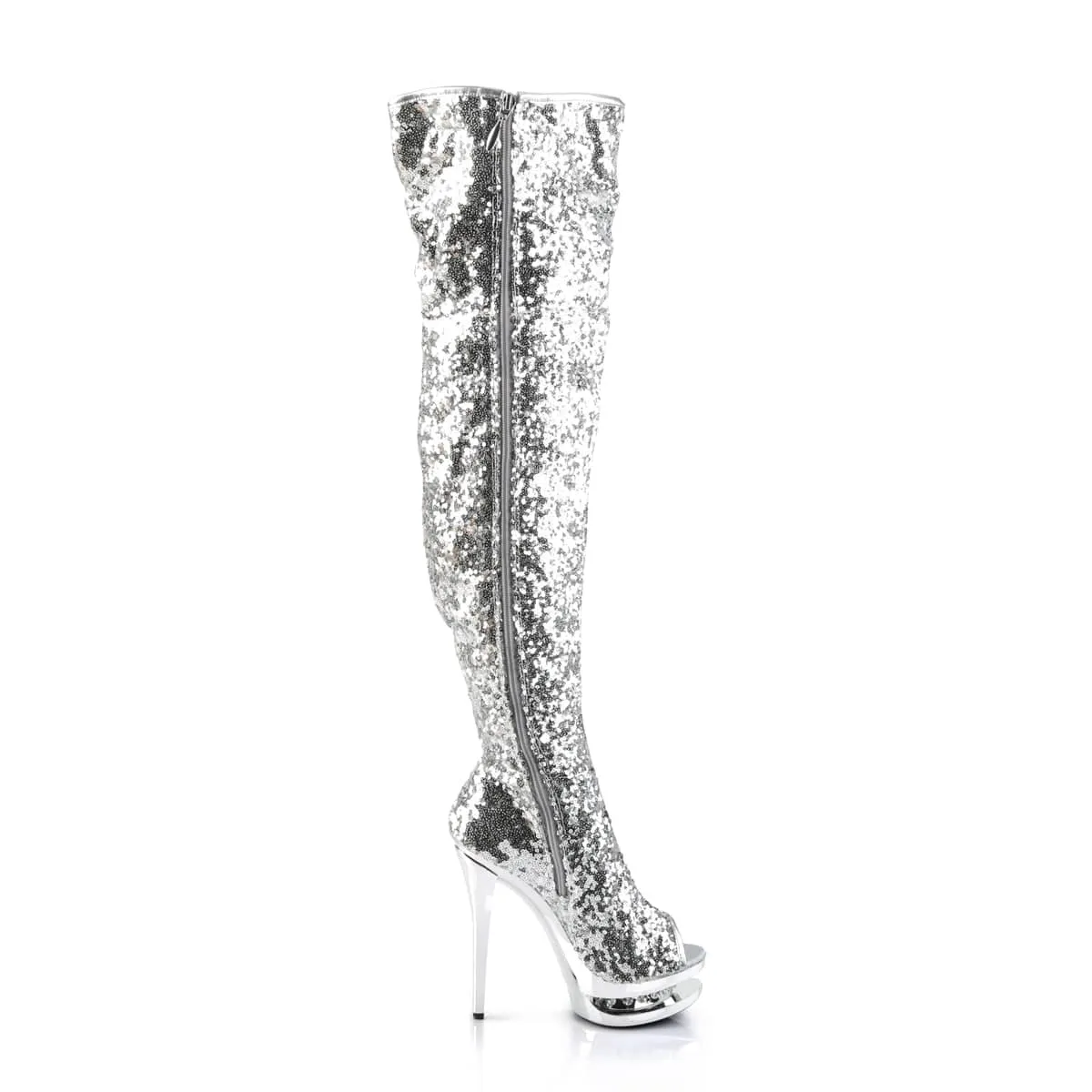 Steel Toe BLONDIE-R-3011 Silver Sequins/Silver Chrome