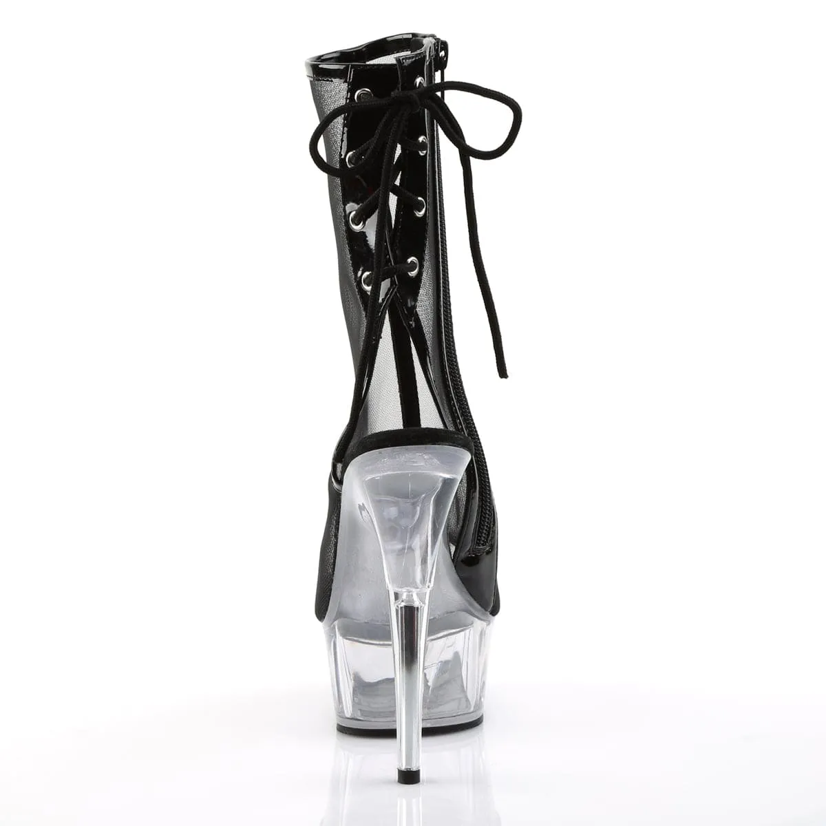 Quality Urban Sleek DELIGHT-1018MSH Black Patent -Mesh/Clear