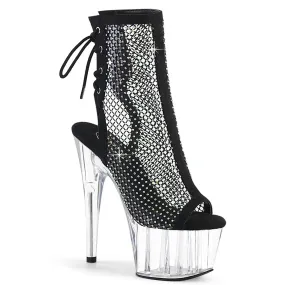 Frost Season ADORE-1018RM Black Faux Suede-Rhinestones Mesh/Clear