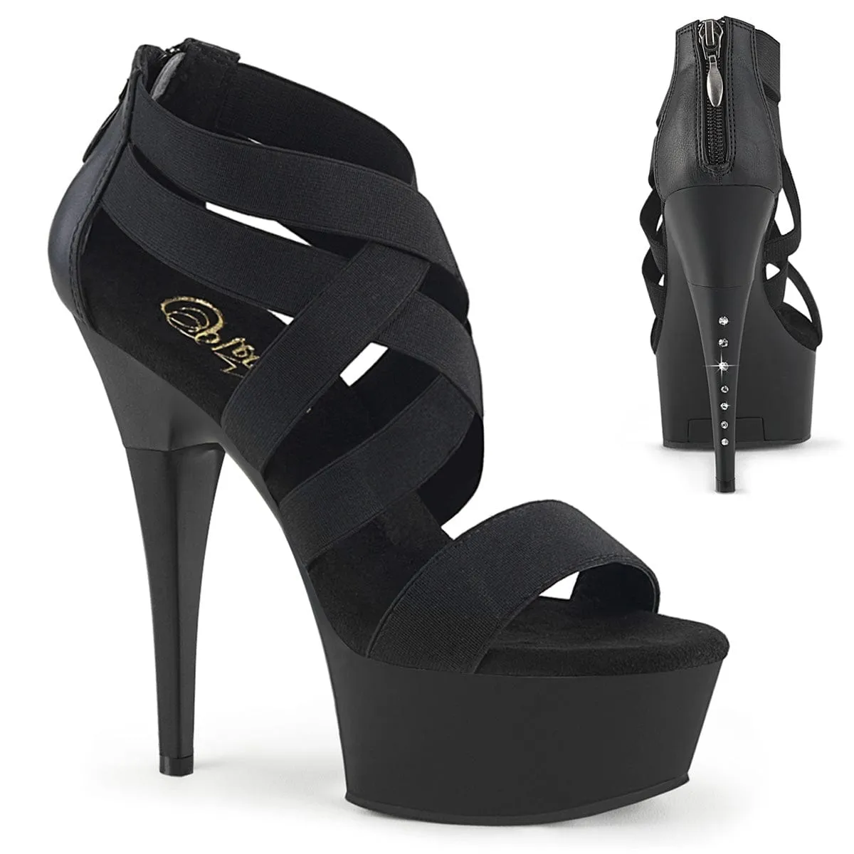 CAPTIVA-669 Platform Shoes Black Elastic Band-Faux Leather/Black Matte Breathable Shoes Stride Light