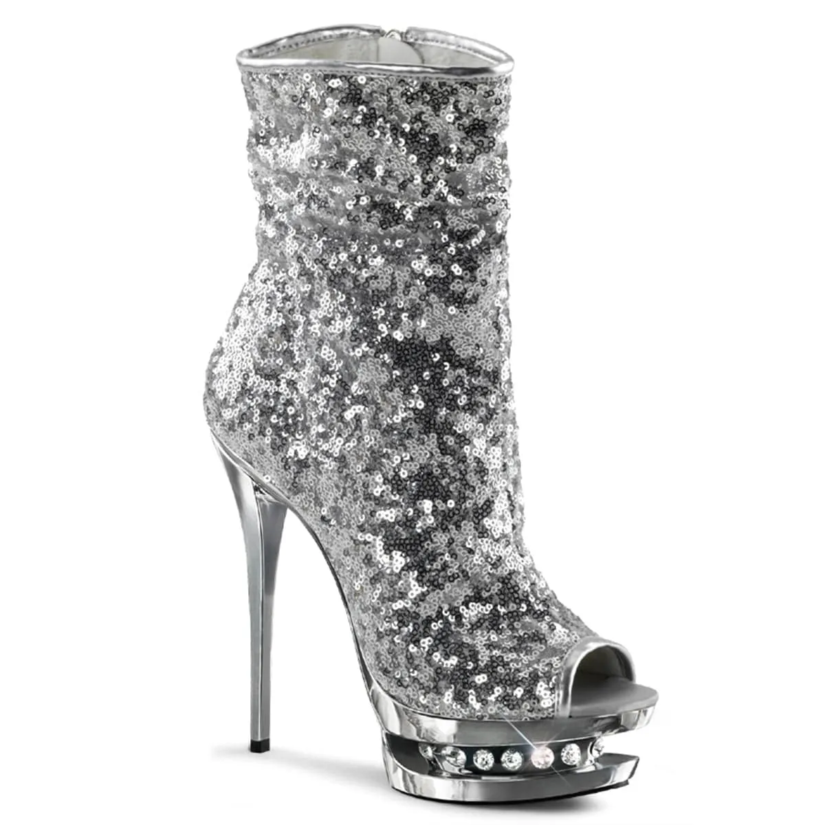 BLONDIE-R-1008 Silver Sequins/Silver Chrome Leather