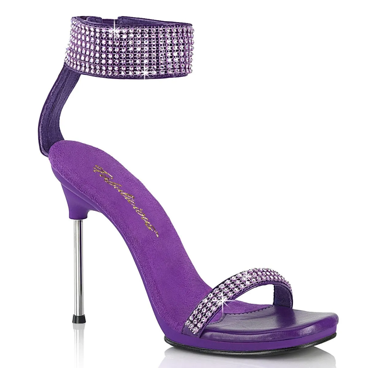 CHIC-40 Purple Faux Leather-Rhinestones/Purple Classic Red Heels