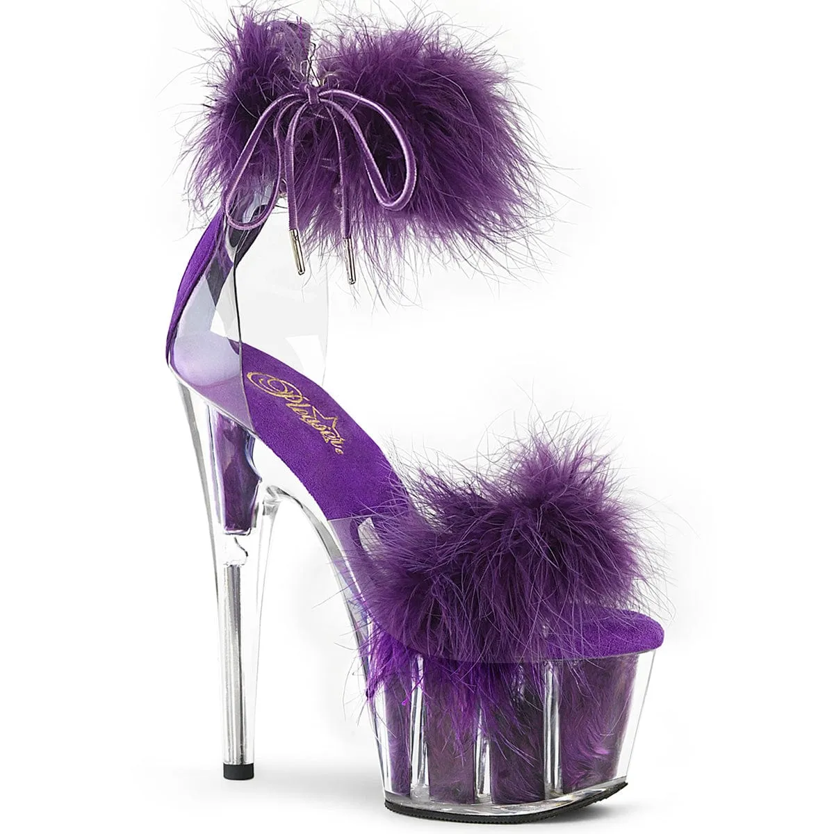 ADORE-724F Clear Purple Fur Sandals Ergonomic Design Slip-On Versatility