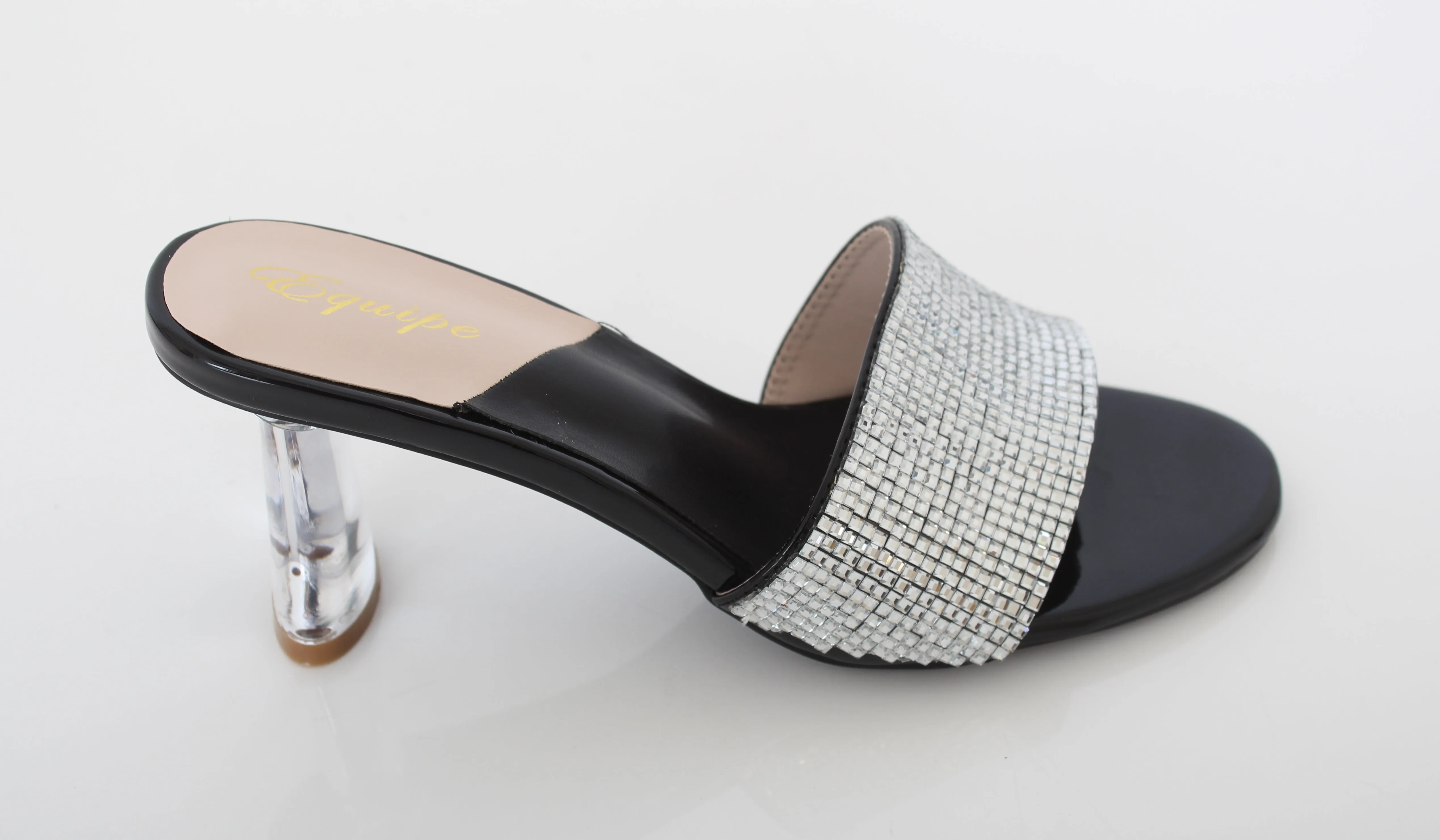 EQUIPE Crystal Embellished Mules Cool Texture