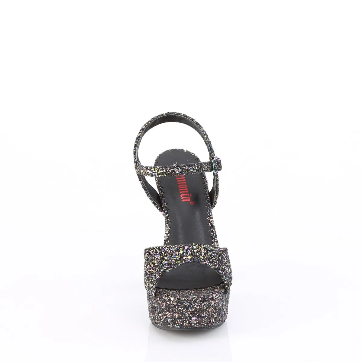 Relaxed sandals Adjustable Straps DOLLY-09 Black Multi Glitter