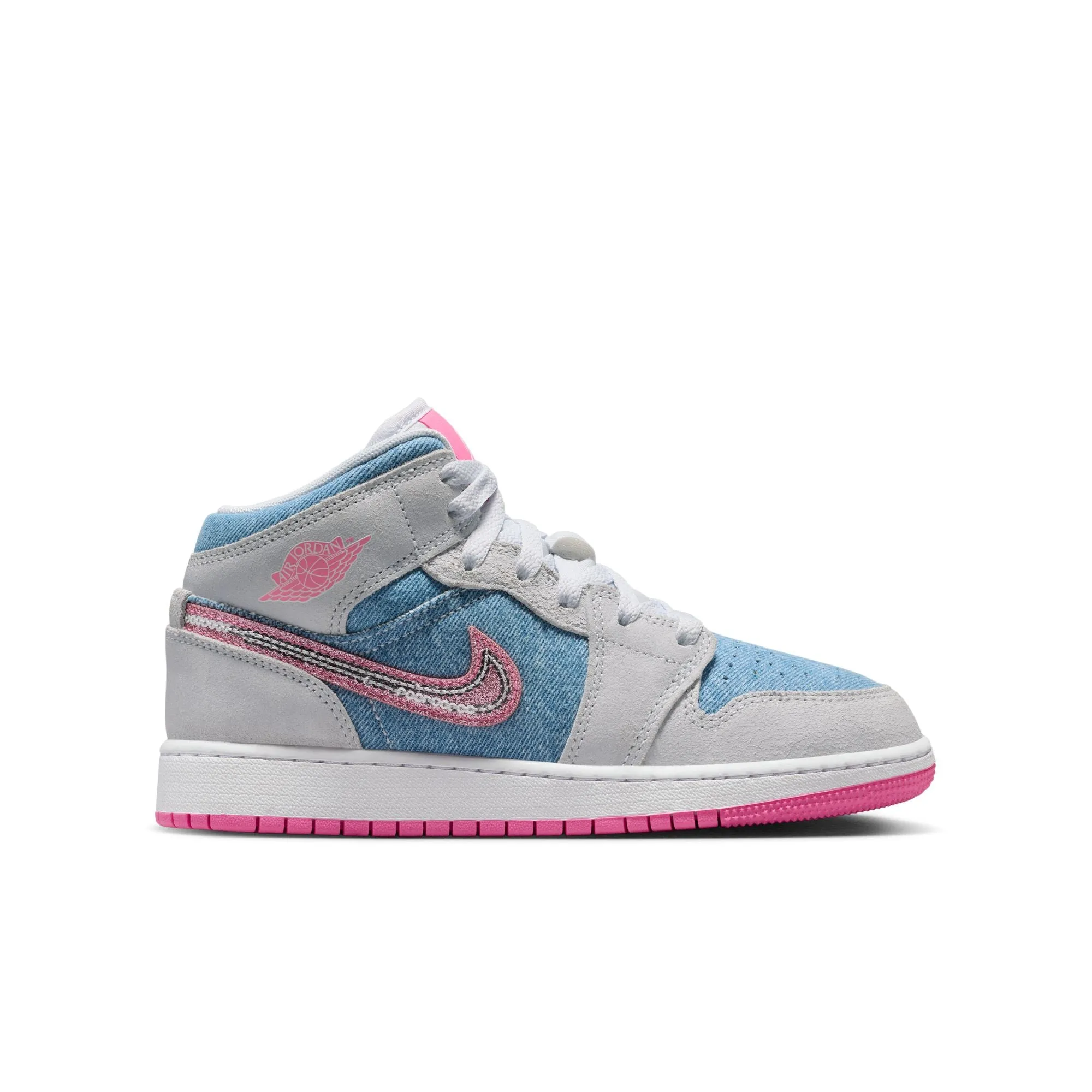 Air Jordan 1 Mid SE Big Kids Cobalt Bliss/pink Glow-white HQ1999-400 Royal Mood Work Life