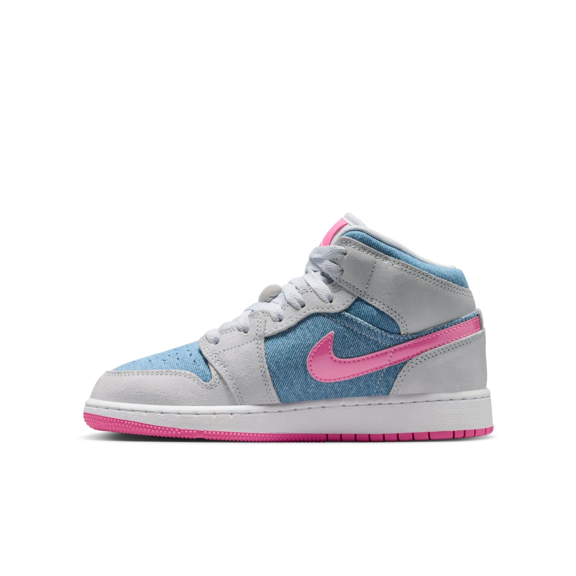 Comfort Upper Bold Neon Air Jordan 1 Mid SE Big Kids Cobalt Bliss/pink Glow-white HQ1999-400