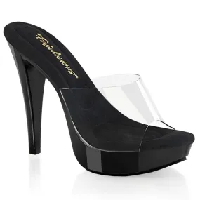 COCKTAIL-501 Clear/Black Glamorous Shoes Wedge Wedding Shoes