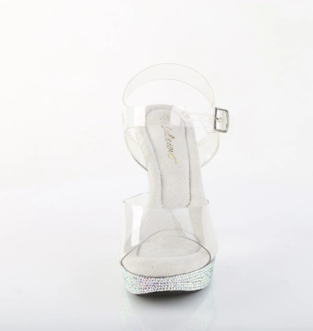 COCKTAIL-508DM Shoes Clear/Silver Multi Rhinestone simple design Slip On