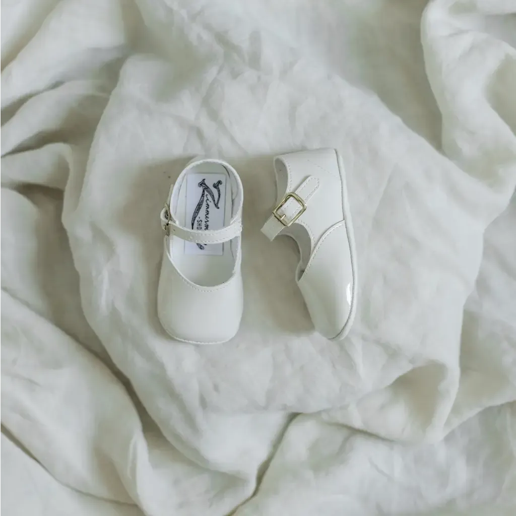 Synthetic Sturdy Build Soft Soled Mary Jane - Ivory Patent