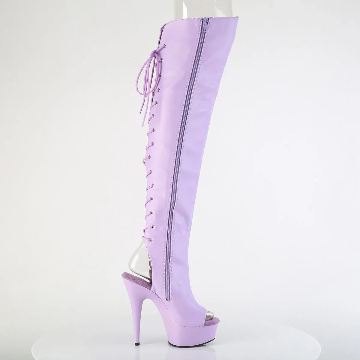 Anti Skid Ultimate Durability DELIGHT-3019 Platform Shoes Lavender Faux Leather/Lavender Matte