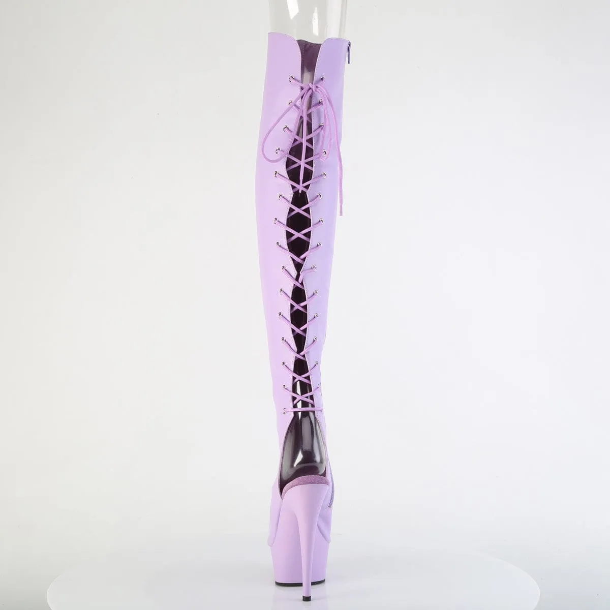 DELIGHT-3019 Platform Shoes Lavender Faux Leather/Lavender Matte Hiking Trail Elastic Collar