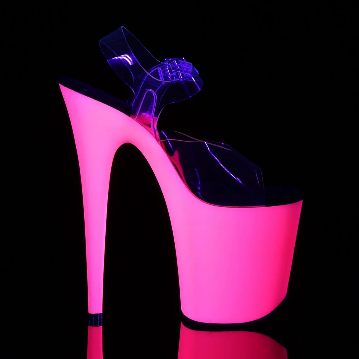 FLAMINGO-808UV Clear/Neon Pink Patent Glow