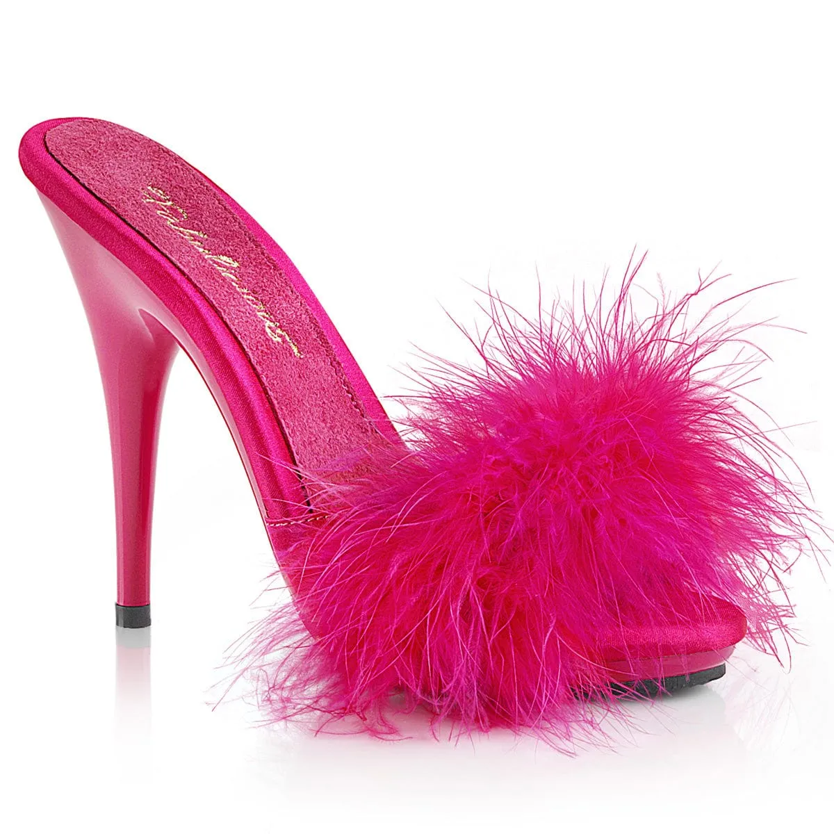 POISE-501F Hot Pink Satin-Marabou Fur/Hot Pink Functional