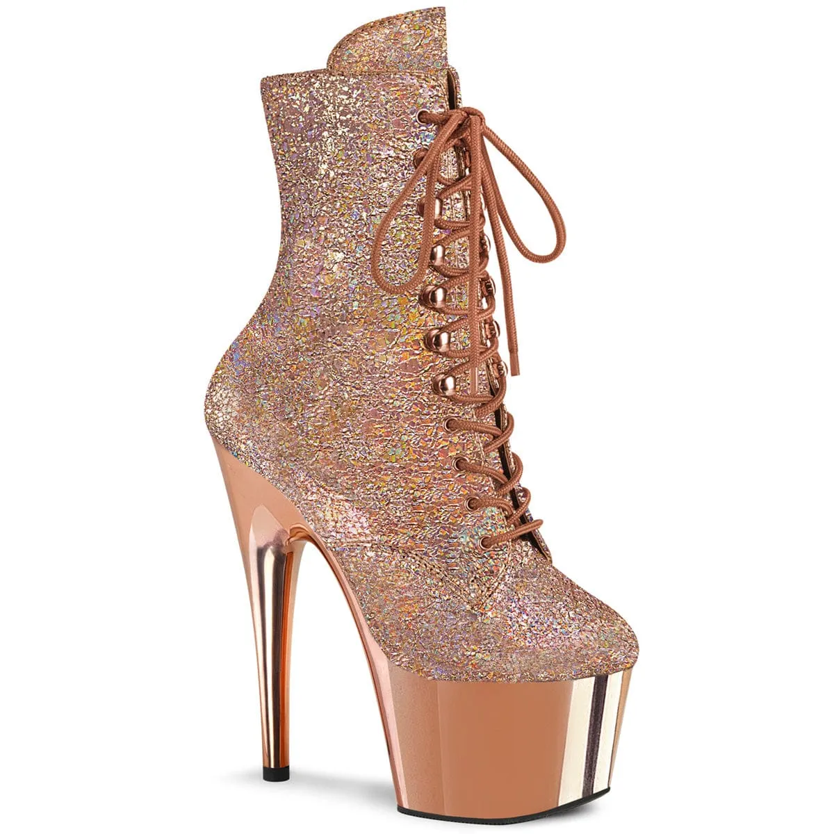 ADORE-1020HM Rose Gold Hologram Metallic Pu/Rose Gold Chrome Comfort Step Comfortable Shank