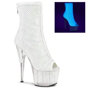 ADORE-1031GM White Fabric-Rhinestones Mesh/Clear Multi-Function Wear ReinforcedHeel