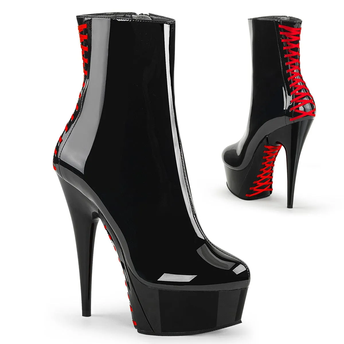 DELIGHT-1010 Black Patent -Red/Black sports