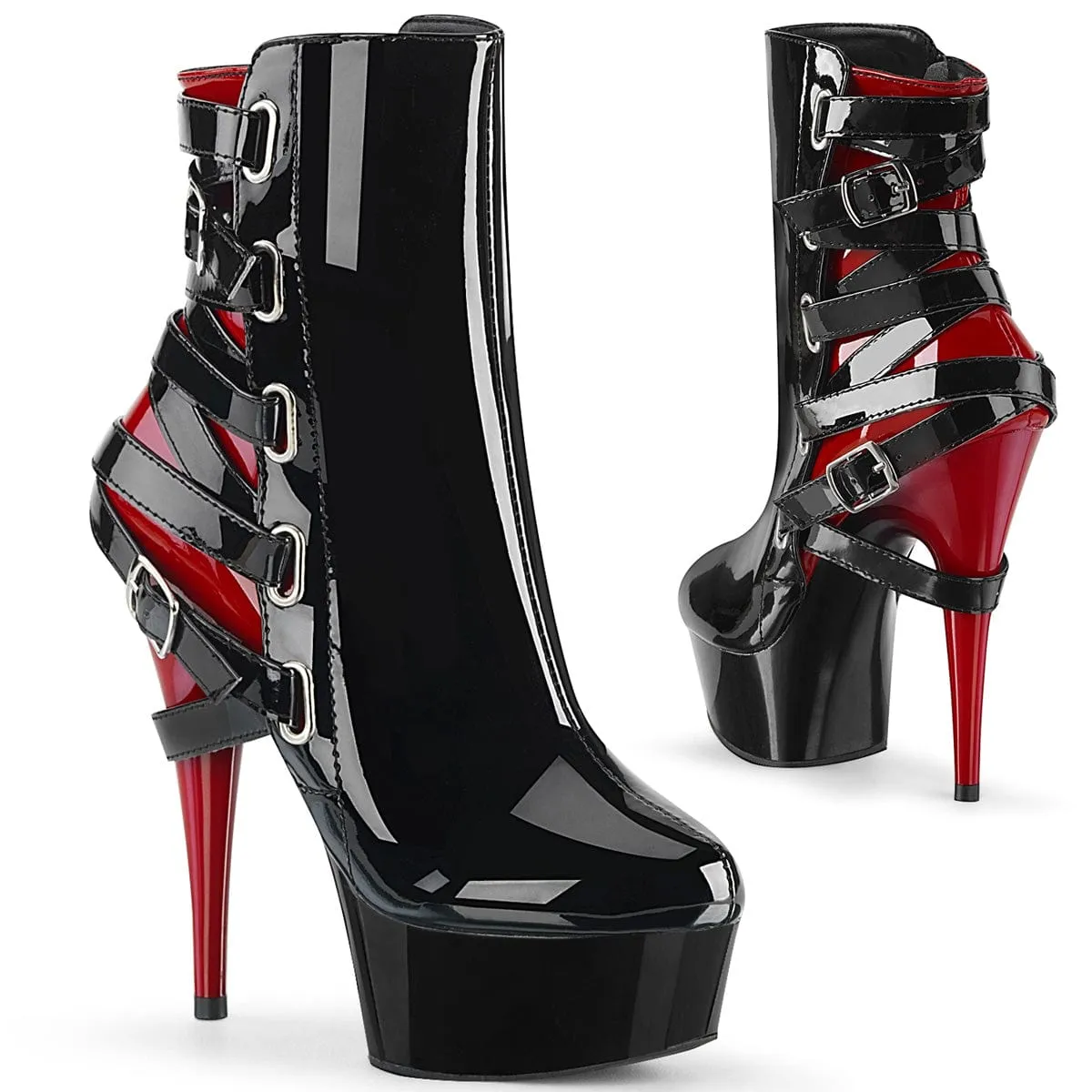 DELIGHT-1012 Black-Red Patent/Black-Red Sleek Finish