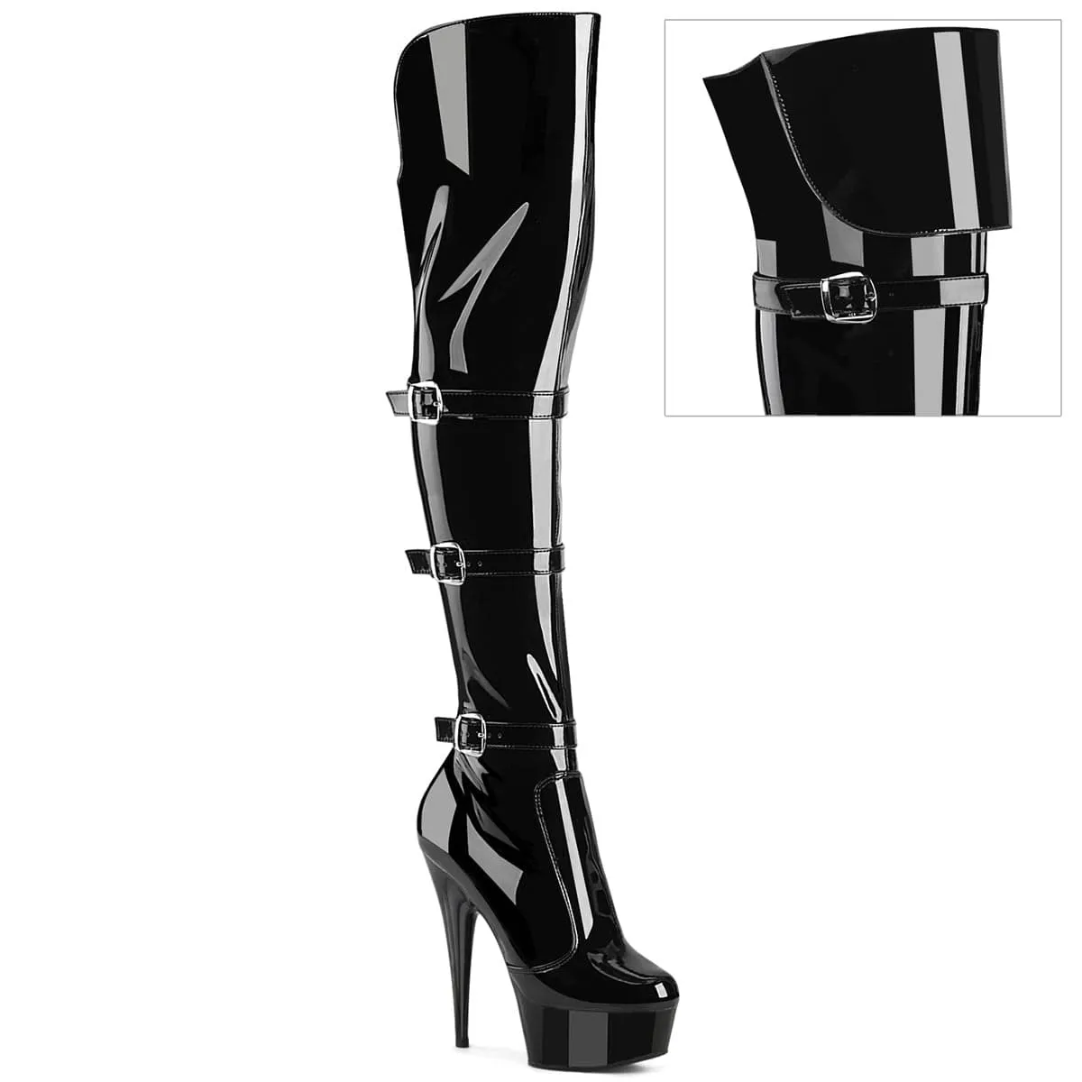 DELIGHT-3018 Black Stretch Patent/Black Utility Design