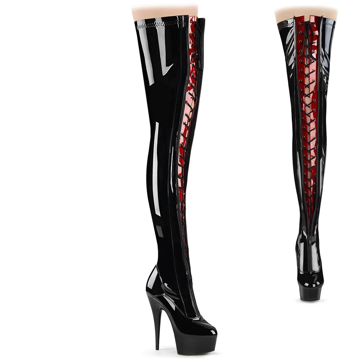 Simple Slip Fit DELIGHT-3027 Black-Red Stretch Patent/Black