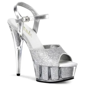 DELIGHT-609-5G Silver Glitter/Silver Glitter Comfortable Day Pumps Nude Pumps for Weddings