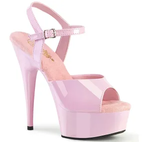 DELIGHT-609 Baby Pink Patent/Baby Pink Fashion Stiletto Sandals Bold Stilettos