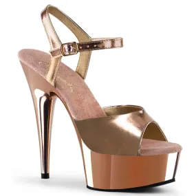 DELIGHT-609 Rose Gold Metallic Pu/Rose Gold Chrome Designer Stilettos Chic White Stilettos