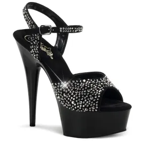 Fashionable Comfort DELIGHT-609RS Black Suede-Pewter Rhinestones/ Black